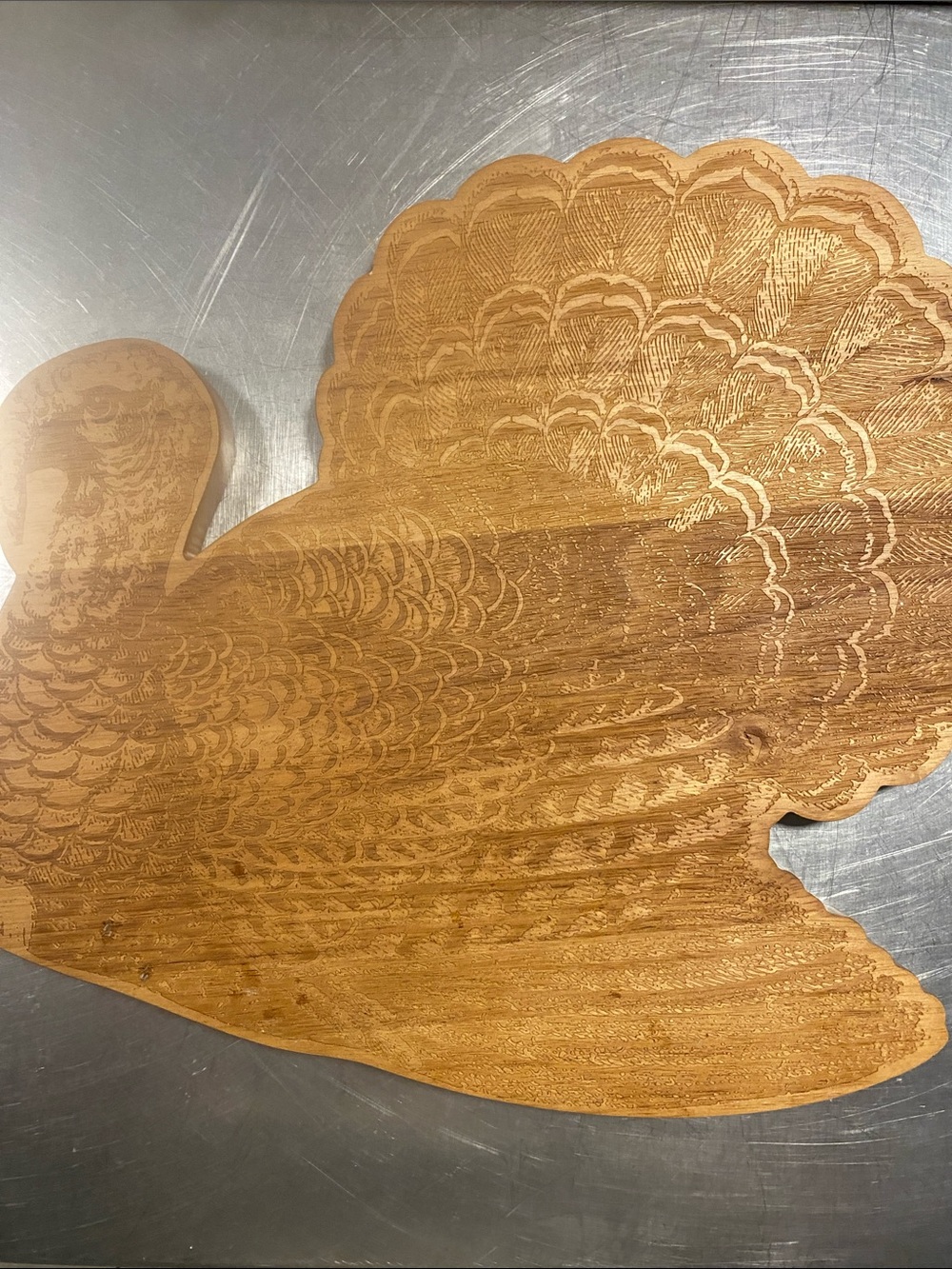 Wooden Turkey Shaped Cutting/Serving Board - Natural Brown